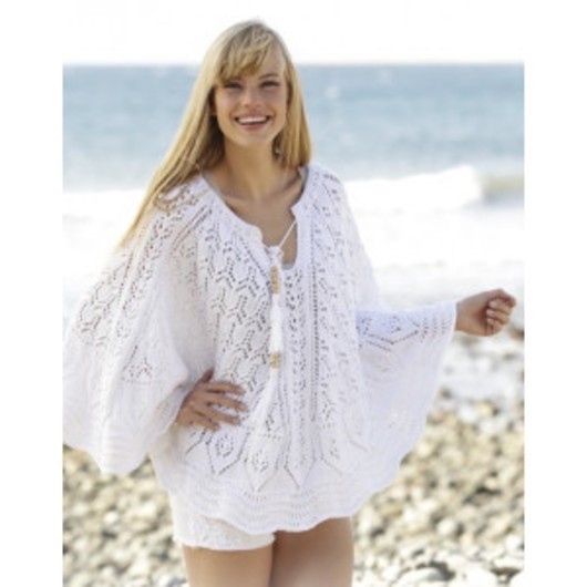 Angelica by DROPS Design - Poncho Stick-mönster strl. S/M - XXL/XXXL