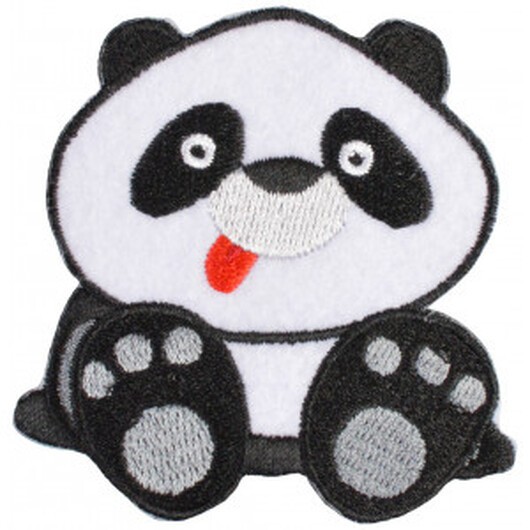 Strykmärke Sittande Panda 6,4x6,5cm