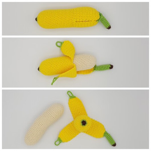 Karlas Banan af Rito Krea - Frukt virkmönster 17cm - Karlas Banan af Rito Krea - Frugt Hækleopskrift 17 cm