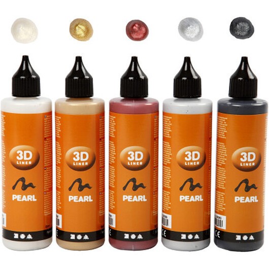 3D-liner, metallic, täckande, metallicfärger, 5x100 ml/ 1 förp.