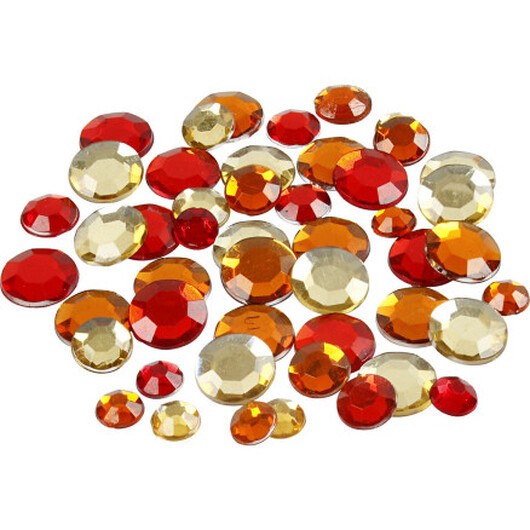 Strass, rund, storlek 6+9+12 mm, röd harmoni, 360 st / 1 frp.