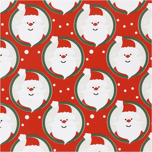 Presentpapper, Jultomte, B: 50 cm, 80 g, röd, 100 m/ 1 rl.