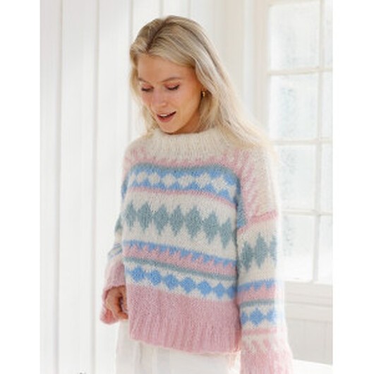 Berries and Cream Sweater by DROPS Design - Tröja Stickmönster str. XS - X-Small