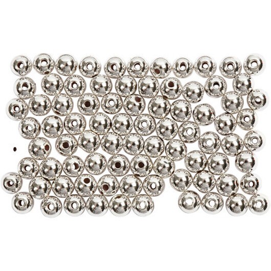 Vaxpärlor, diam. 4 mm, hålstorlek 0,7 mm, silver, 150 st / 1 frp.