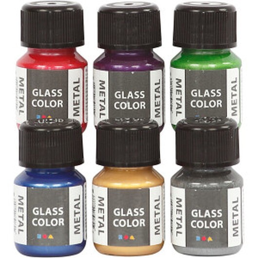 Glass Color Metal, ass. färger, 6x30 ml/ 1 förp.