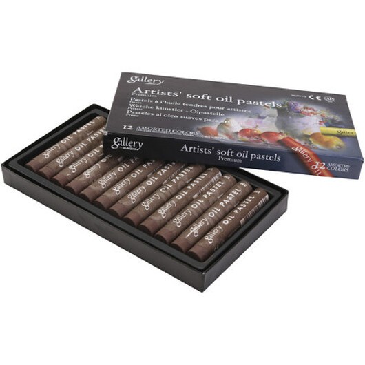 Gallery oljepastellkritor, L: 7 cm, Dia. 11 mm, tjocklek 11 mm, brun, 12 st./ 1 förp.