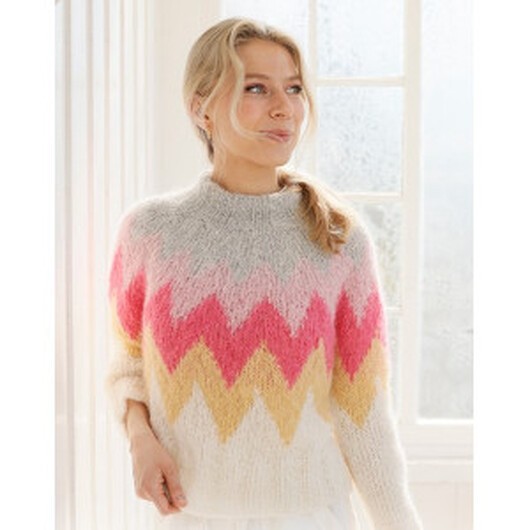 Pink Lemonade Sweater by DROPS Design - Tröja Stickmönster str. S - XX - XX-Large