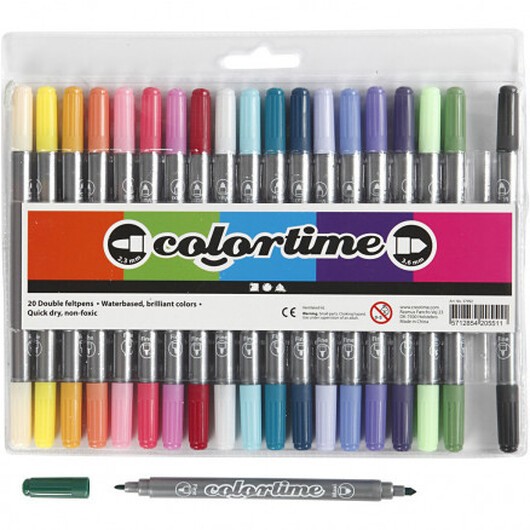 Colortime dubbeltusch, spets: 2,3+3,6 mm, 20 st., kompletterande färger