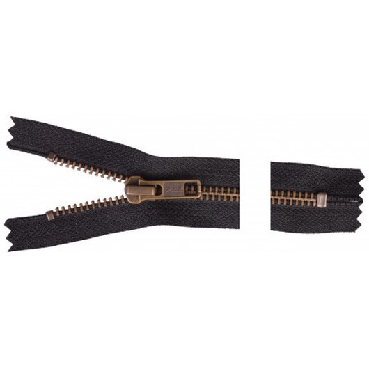 YKK Dragkedja/Blixtlås Antik Mässing 20cm 6mm Svart