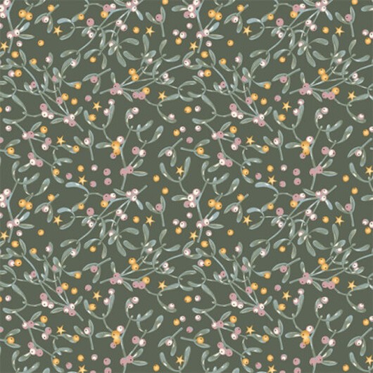Bomullspoplin Tyg 145cm 028 - Oliv med mistel