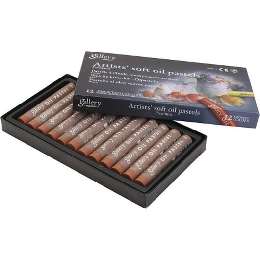 Gallery oljepastellkritor, L: 7 cm, Dia. 11 mm, tjocklek 11 mm, bränd orange, 12 st./ 1 förp.