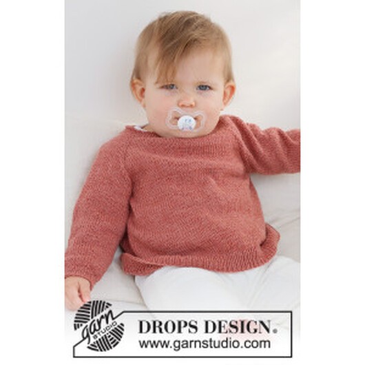 Rosy Cheeks Sweater by DROPS Design - Baby Tröja Stickmönster str. 0/1 - 12/18 mdr