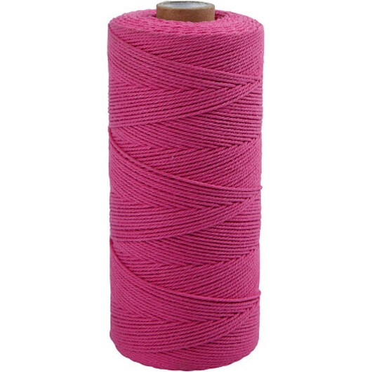 Makramésnöre, L: 315 M, tjocklek 1 mm, Tunn kvalitet 12/12, rosa, 220 g/ 1 nystan