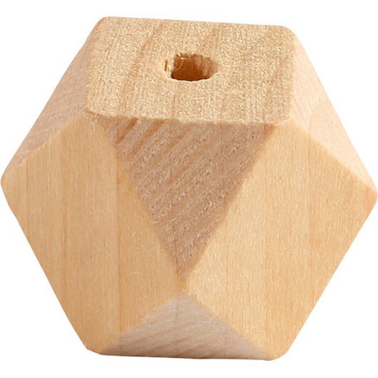 Facettslipade träpärlor, B: 20 mm, Hålstl. 3 mm, 6 st./ 1 förp.