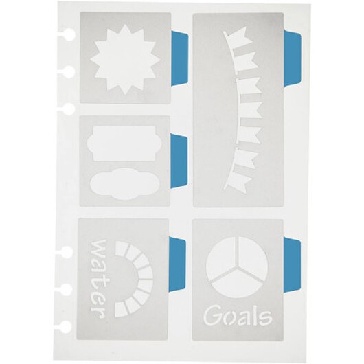 Stencil, 5 stora motiv, ark 12,5x17,5 cm, 1 ark