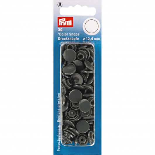 Prym Color Snaps Tryckknappar Plast Rund Mörkgrå 12,4mm - 30 st.