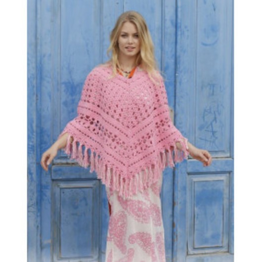 Mamma Mia by DROPS Design - Poncho Virk-mönster str. S/M - XXL/XXXXL