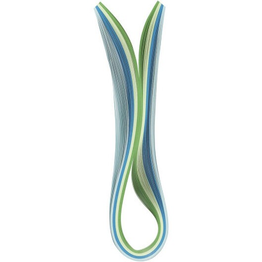 Quillingpapper, L: 78 cm, B: 5 mm, 120 g, Blå, Grön, Limegrön, Turkos, 100 st / 1 pk.