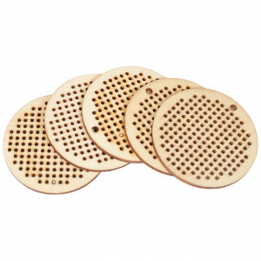Infinity Hearts Broderi/Korsstygn Träplatta/Nyckelring Rund Ø5cm - 5 st