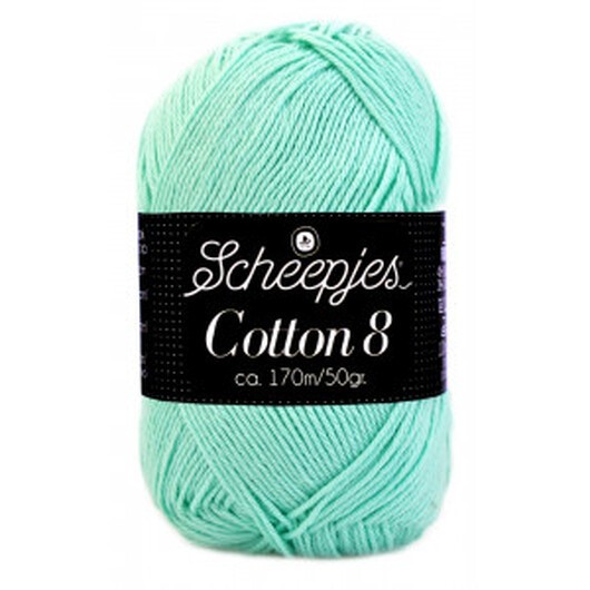 Scheepjes Cotton 8 Garn Unicolor 663 Ljus Sjögrön