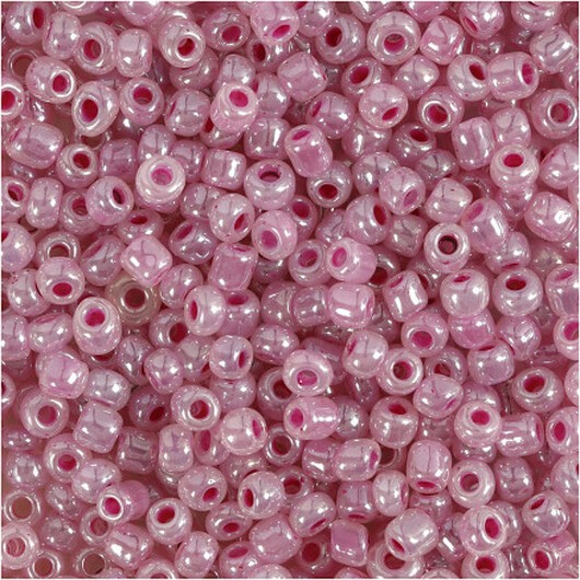 Rocai-pärlor, diam. 3 mm, storlek 8/0, hålstorlek 0,6-1,0 mm, rosa, 25g/ 1 frp.