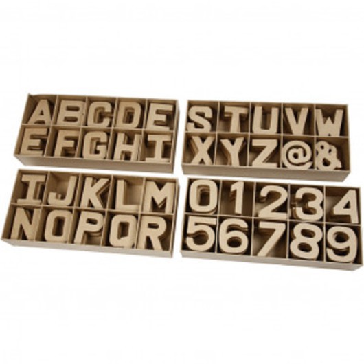 Bokstäver, siffror och symboler av papp, H: 10 cm, tjocklek 1,7 cm, 16