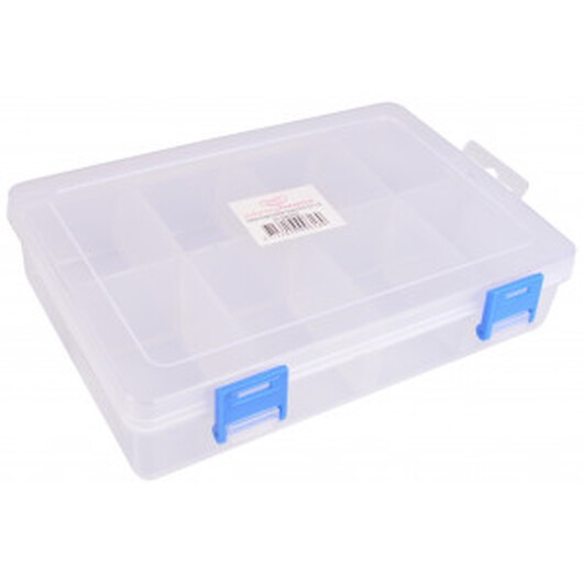 Infinity Hearts Plastlåda till knappar och tillbehör Transparent 20,5x14,5cm - 8 fack