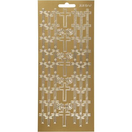 Klistermärken, kors, ark 10x23 cm, guld, 1 ark