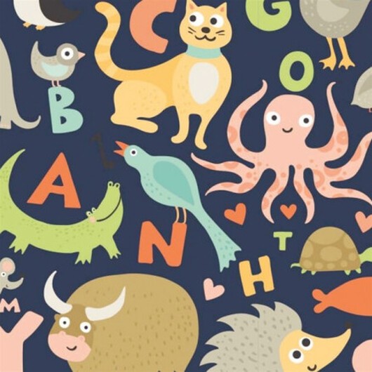 Bomullsjersey Print Tyg 150cm 001 Zoo - 50cm