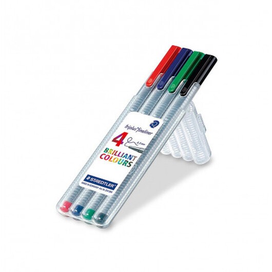 Staedtler Triplus Fineliner Vässare/Tusch Ass. färger 0,3mm - 4 st.