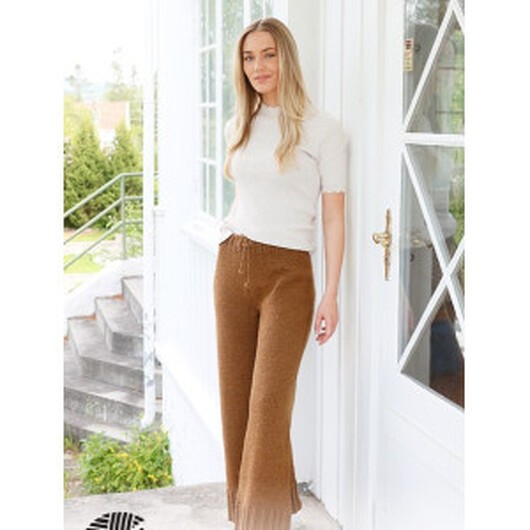 Comfy Caramel Trousers by DROPS Design - Byxor Stickmönster str. S - X - Large
