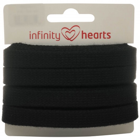 Infinity Hearts Anoraksnöre Bomull platt 10mm 990 Svart - 5m