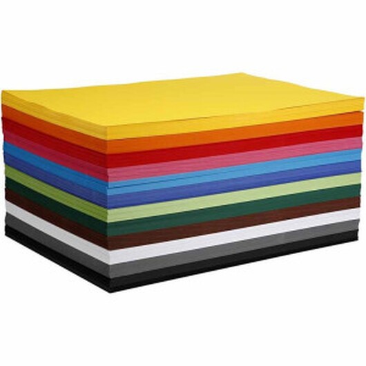 Färgad kartong, ass. färger, A2, 420x594 mm, 180 g, 120 ass. ark/ 1 pk