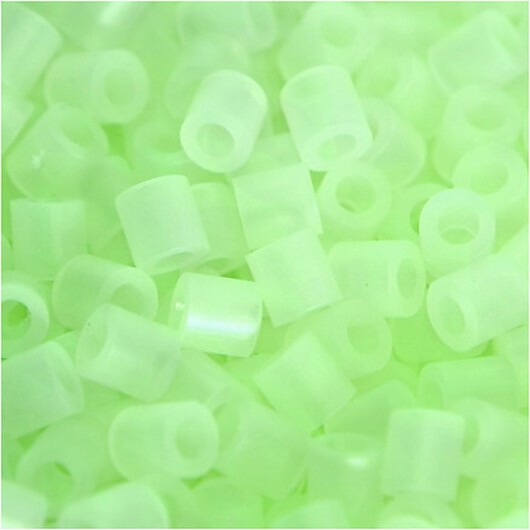 Rörpärlor, stl. 5x5 mm, Hålstl. 2,5 mm, medium, självlysande, 1100 st./ 1 förp.