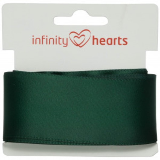 Infinity Hearts Satinband Dubbelsidigt 38mm 587 Mörk Grön - 5m