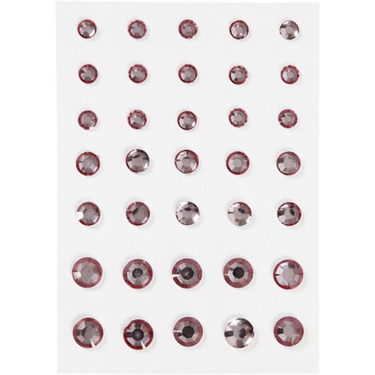 Strass, rund kon, storlek 6+8+10 mm, rosa, 35 st / 1 pk.