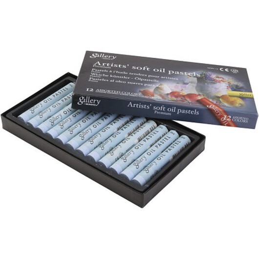 Gallery oljepastellkritor, L: 7 cm, Dia. 11 mm, tjocklek 11 mm, ljusgrå, 12 st./ 1 förp.