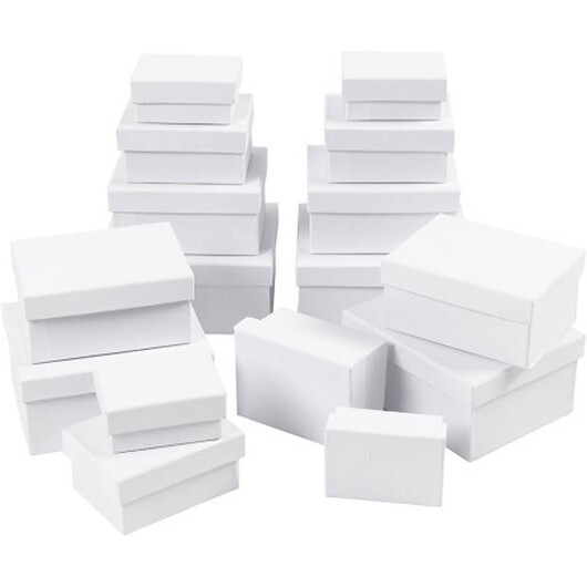 Rektangulära Askar, H: 3,5+4,5+5,5+6,5 cm, stl. 7,5x5 + 9,5x7 + 11,5x8,5 + 14x11 cm, 4x4 st./ 1 förp.