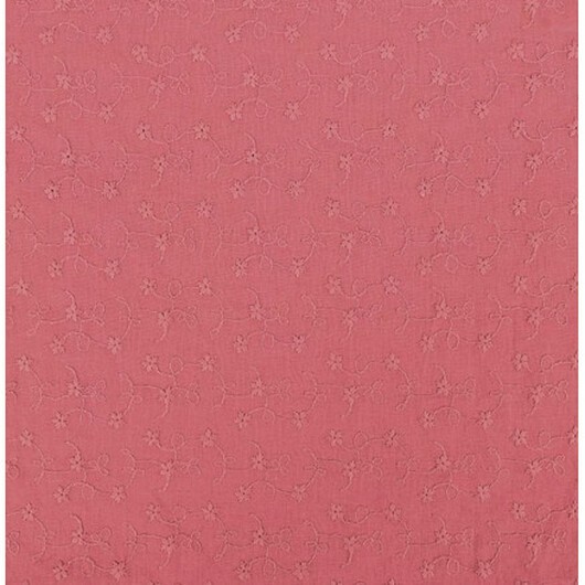 Bomullstyg med broderi 135cm 1918 Röd - 50cm