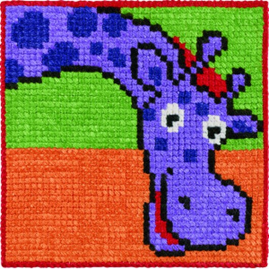 Permin Broderikit Barnstramalj Giraff 25x25cm