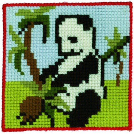 Permin Broderikit Barnstramalj Panda 25x25cm