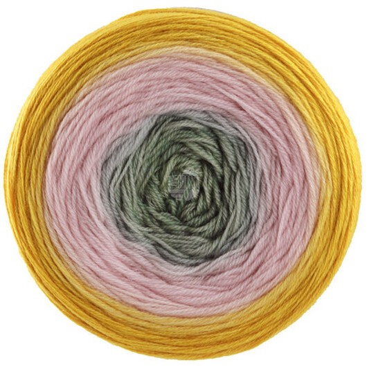Lana Grossa Merino Lace Aquarell Garn 02 Curry/Rosa/Grå