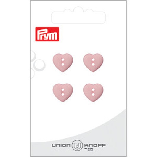 Prym plastknapp hjärta rosa 12mm 2 hål - 4 st.