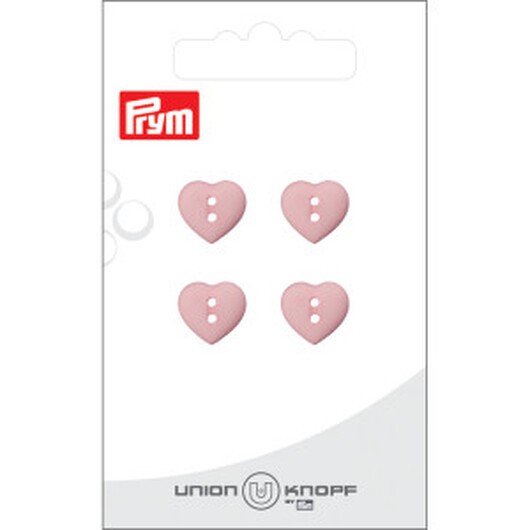 Prym Plastknapp Hjärta Rosa 12mm 2 hål - 4 st.