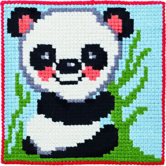 Permin Broderikit Barnstramalj Panda 25x25cm