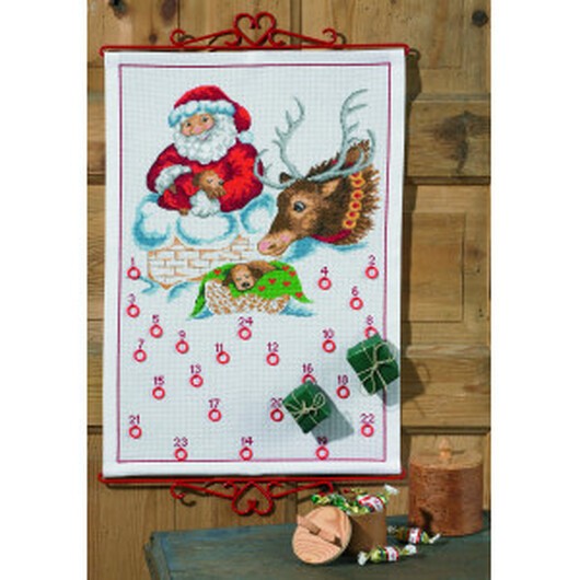 Permin Broderikit Julkalender - Tomte i Skorsten 38 x 50 cm