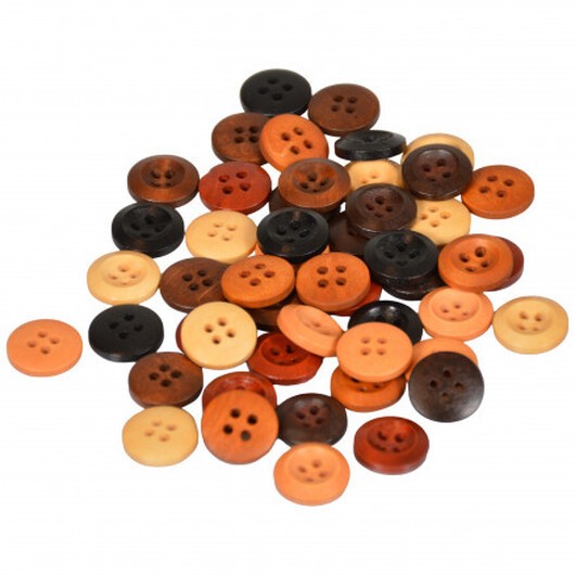 Infinity Hearts knappar 4-hål runda trä 7 Ass. färger 15x4mm - 50 st.