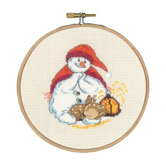 Permin Broderikit Snögubbe och roly-poly Ø15 cm