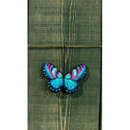 Permin Broderikit Fjäril blå 9x6cm