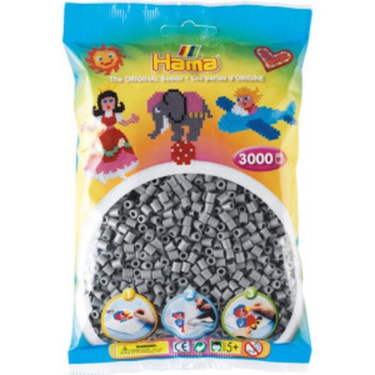 Hama Midi Pärlor 201-17 Grå - 3000 st.